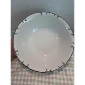 Royal Platinum Japan 18012 Fine China Round Serving Bowl White Silver Trim 9in